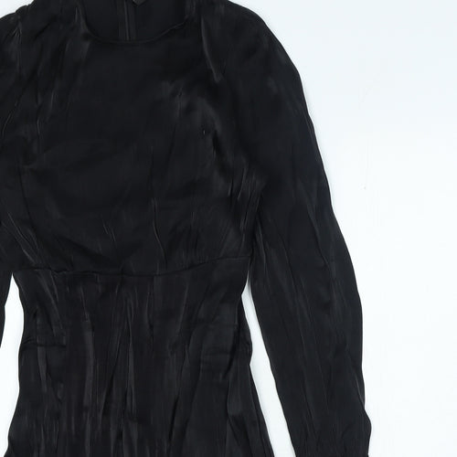 YAS Womens Black Polyester A-Line Size S Round Neck Zip
