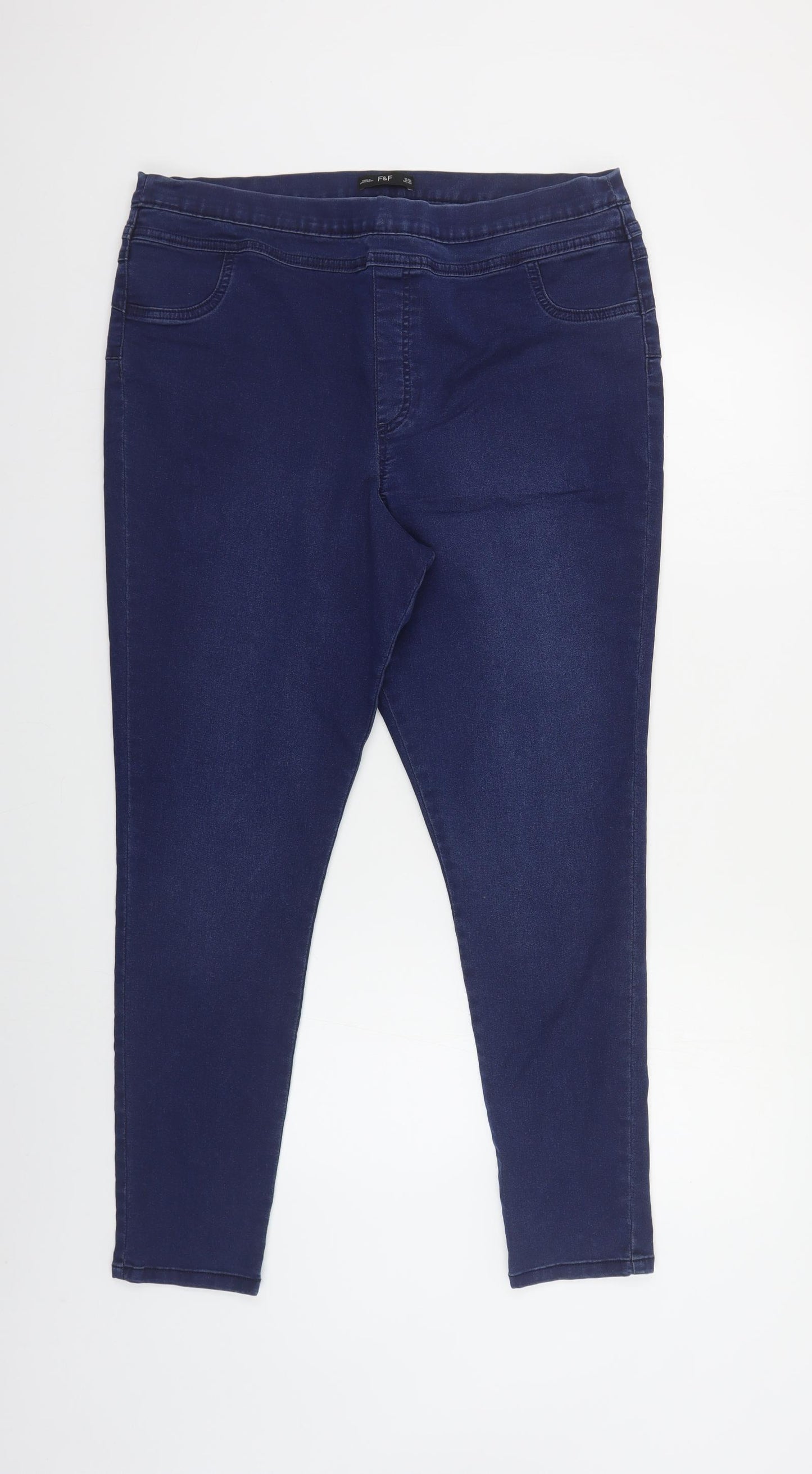 F&F Womens Blue Cotton Jegging Jeans Size 20 L28 in Regular