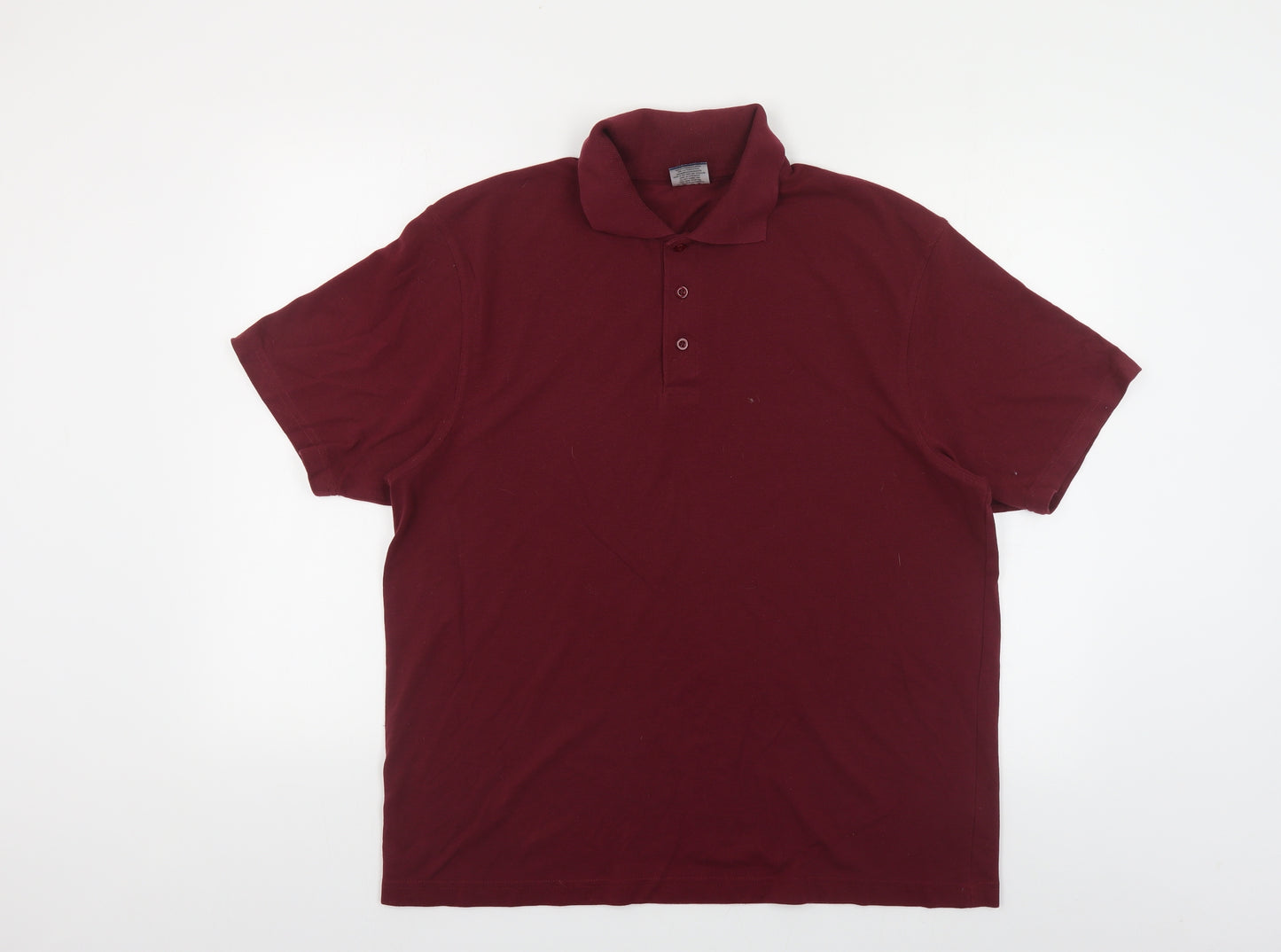 Uneek Mens Red Cotton Polo Size L Collared Button