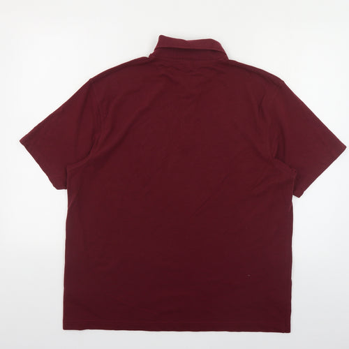 Uneek Mens Red Cotton Polo Size L Collared Button