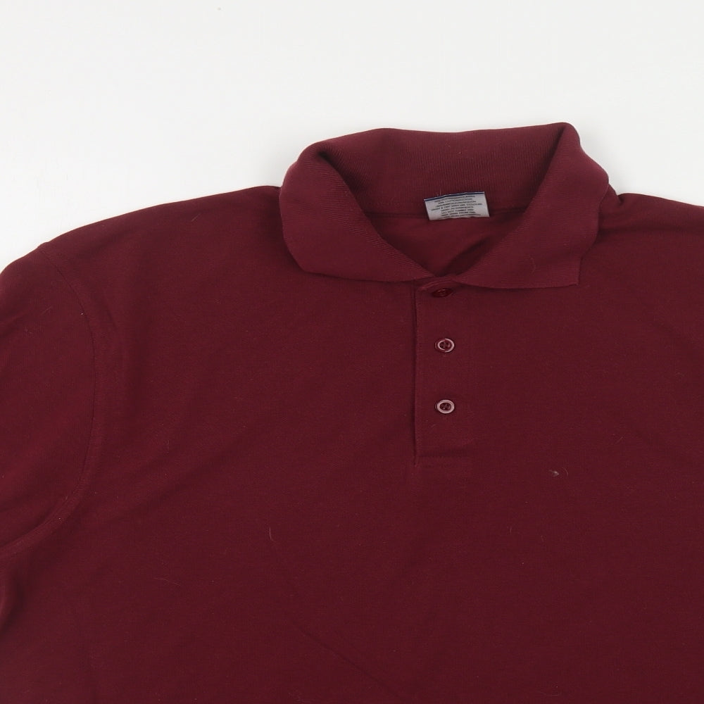 Uneek Mens Red Cotton Polo Size L Collared Button