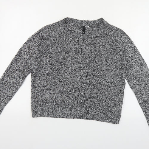 H&M Womens Grey Round Neck Acrylic Pullover Jumper Size S