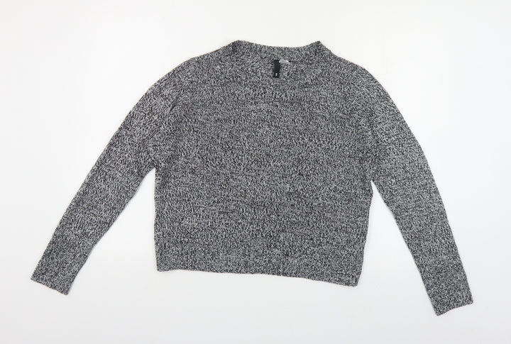 H&M Womens Grey Round Neck Acrylic Pullover Jumper Size S
