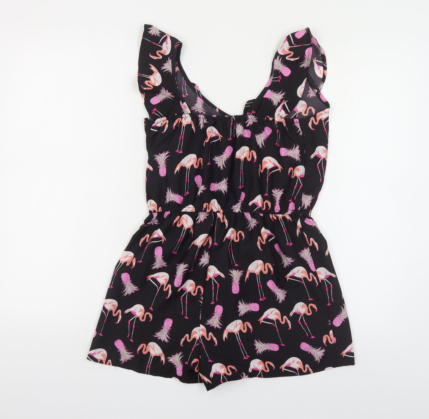 Atmosphere Womens Black Geometric Polyester Playsuit One-Piece Size 10 Pullover - Flamingo