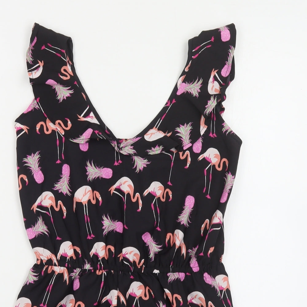 Atmosphere Womens Black Geometric Polyester Playsuit One-Piece Size 10 Pullover - Flamingo