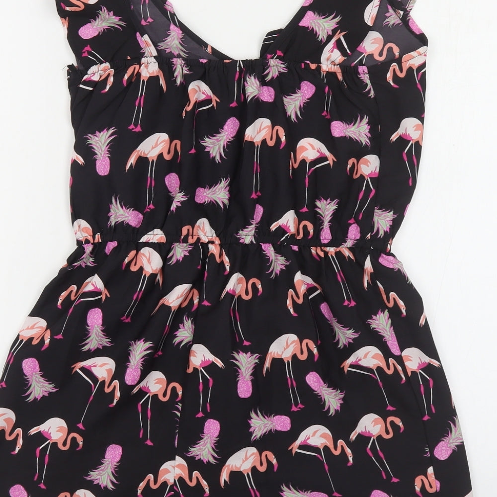 Atmosphere Womens Black Geometric Polyester Playsuit One-Piece Size 10 Pullover - Flamingo