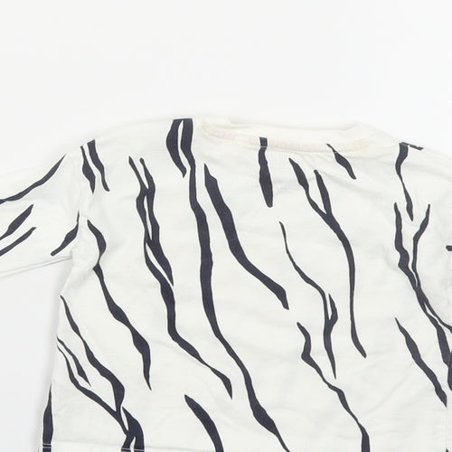 F&F Baby White Animal Print Cotton Pullover T-Shirt Size 6-9 Months Crew Neck Snap - Tiger