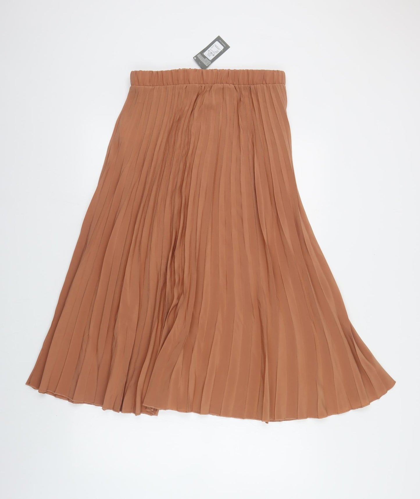 Primark Womens Brown Polyester Pleated Skirt Size 12