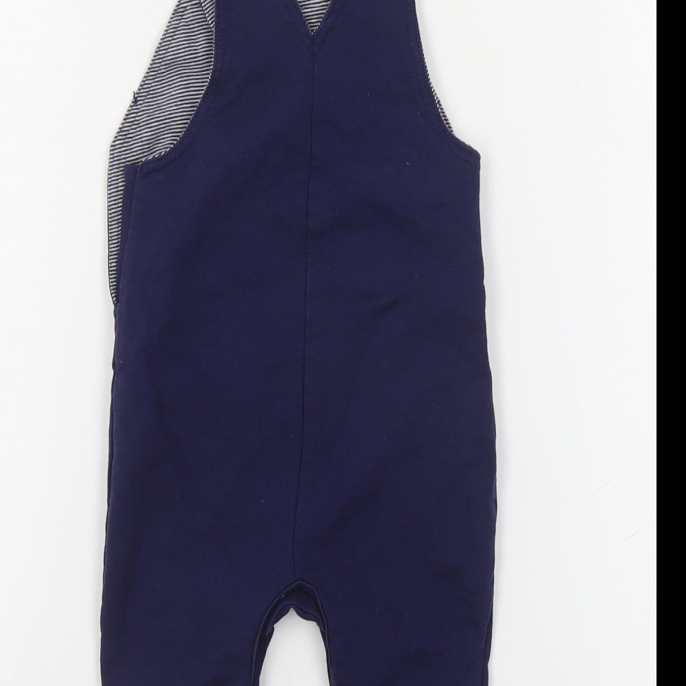 George Baby Blue Cotton Dungaree Outfit/Set Size 6-9 Months Button