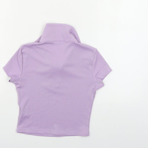 SheIn Womens Purple Polyester Cropped Polo Size XS Collared - Ribbed