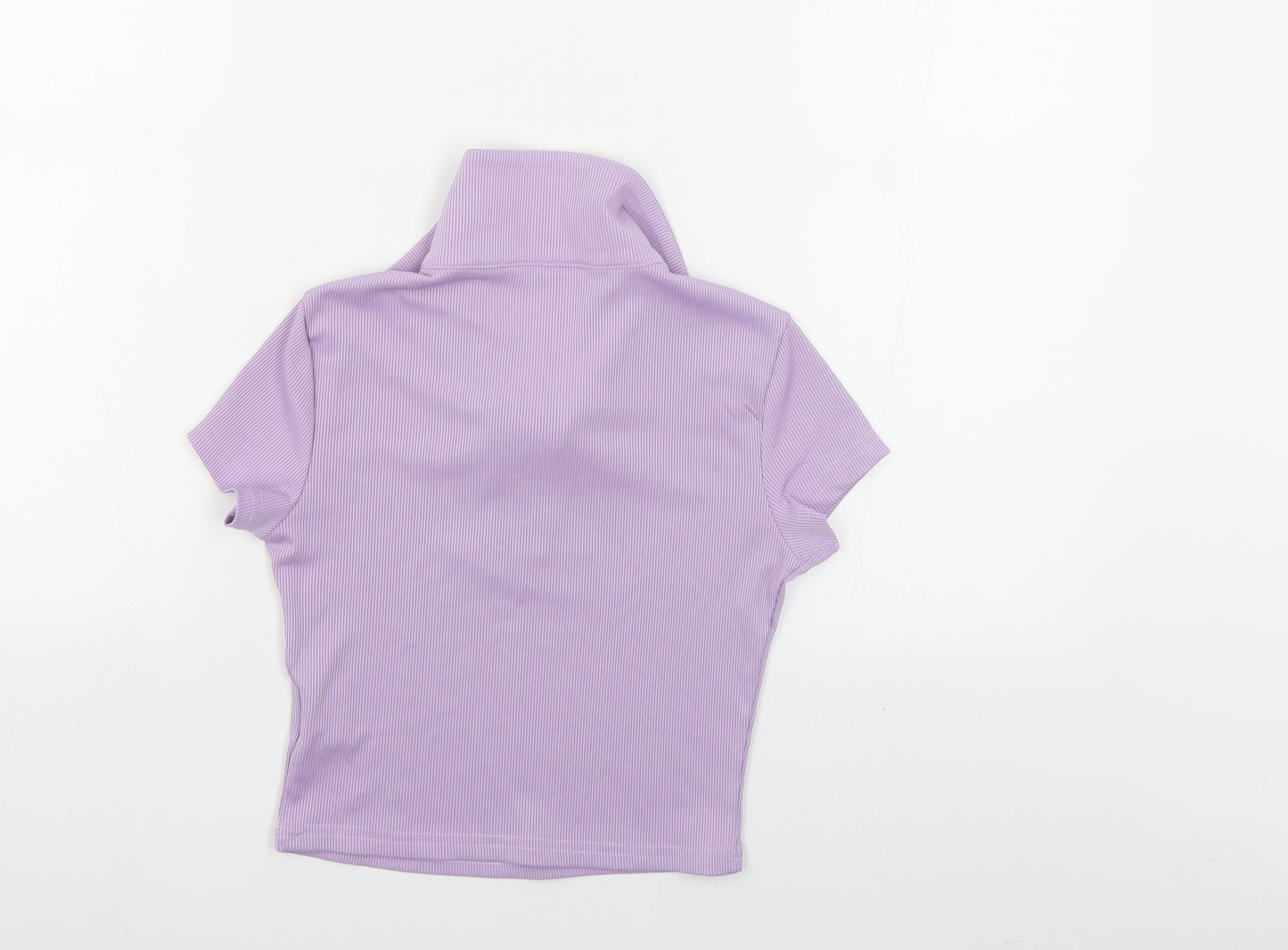 SheIn Womens Purple Polyester Cropped Polo Size XS Collared - Ribbed