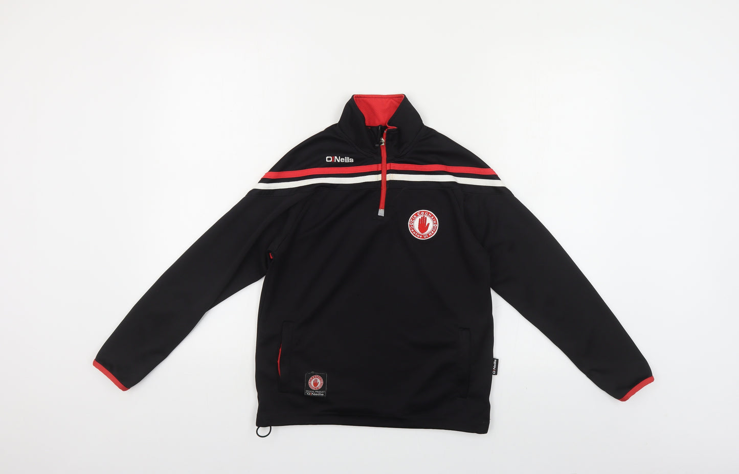 O'Neills Boys Black Polyester Henley Sweatshirt Size 10-11 Years Zip