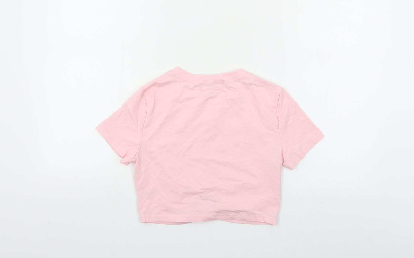 SheIn Womens Pink Cotton Cropped T-Shirt Size M Crew Neck - Ruched