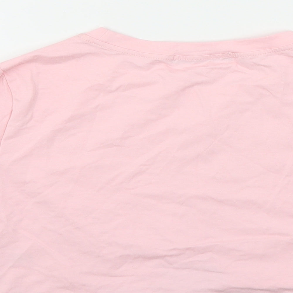 SheIn Womens Pink Cotton Cropped T-Shirt Size M Crew Neck - Ruched