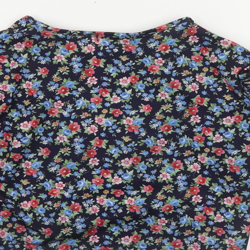 Urban Bliss Womens Multicoloured Floral Polyester Cropped T-Shirt Size 10 Crew Neck - Ruched Sleeves