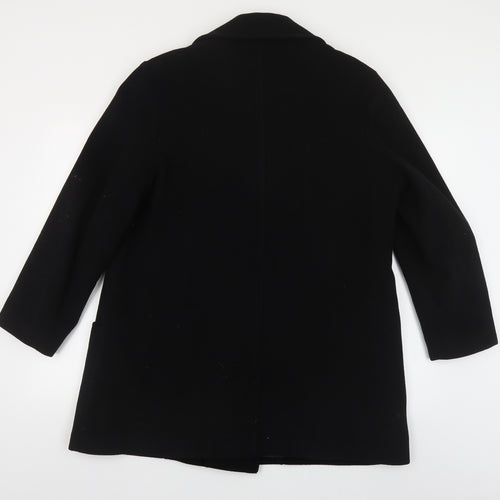 Made In England Womens Black Pea Coat Coat Size 16 Button