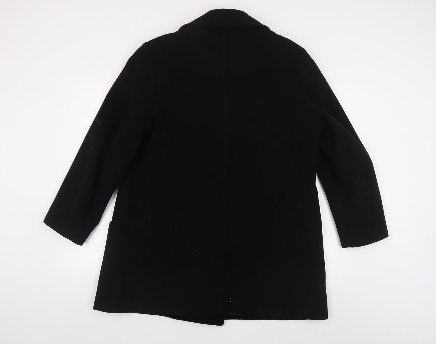 Made In England Womens Black Pea Coat Coat Size 16 Button