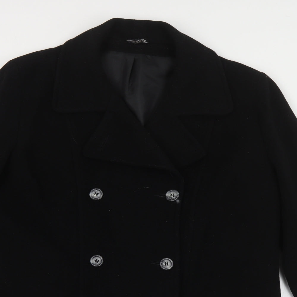 Made In England Womens Black Pea Coat Coat Size 16 Button
