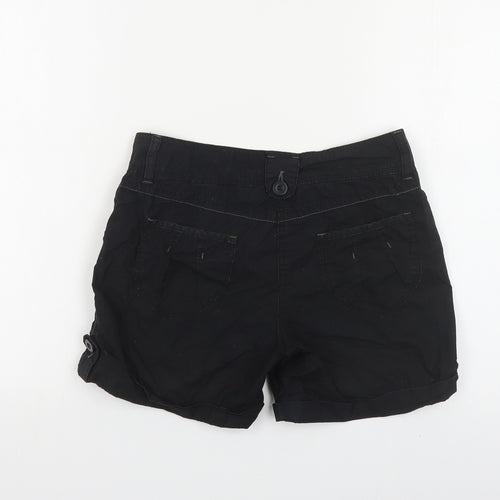 Dorothy Perkins Womens Black Cotton Bermuda Shorts Size 8 L4 in Regular Button