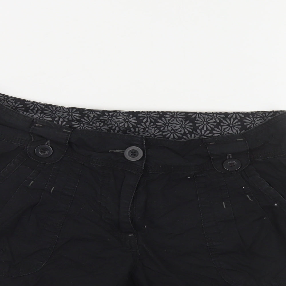 Dorothy Perkins Womens Black Cotton Bermuda Shorts Size 8 L4 in Regular Button