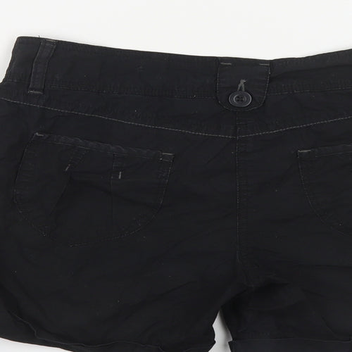 Dorothy Perkins Womens Black Cotton Bermuda Shorts Size 8 L4 in Regular Button