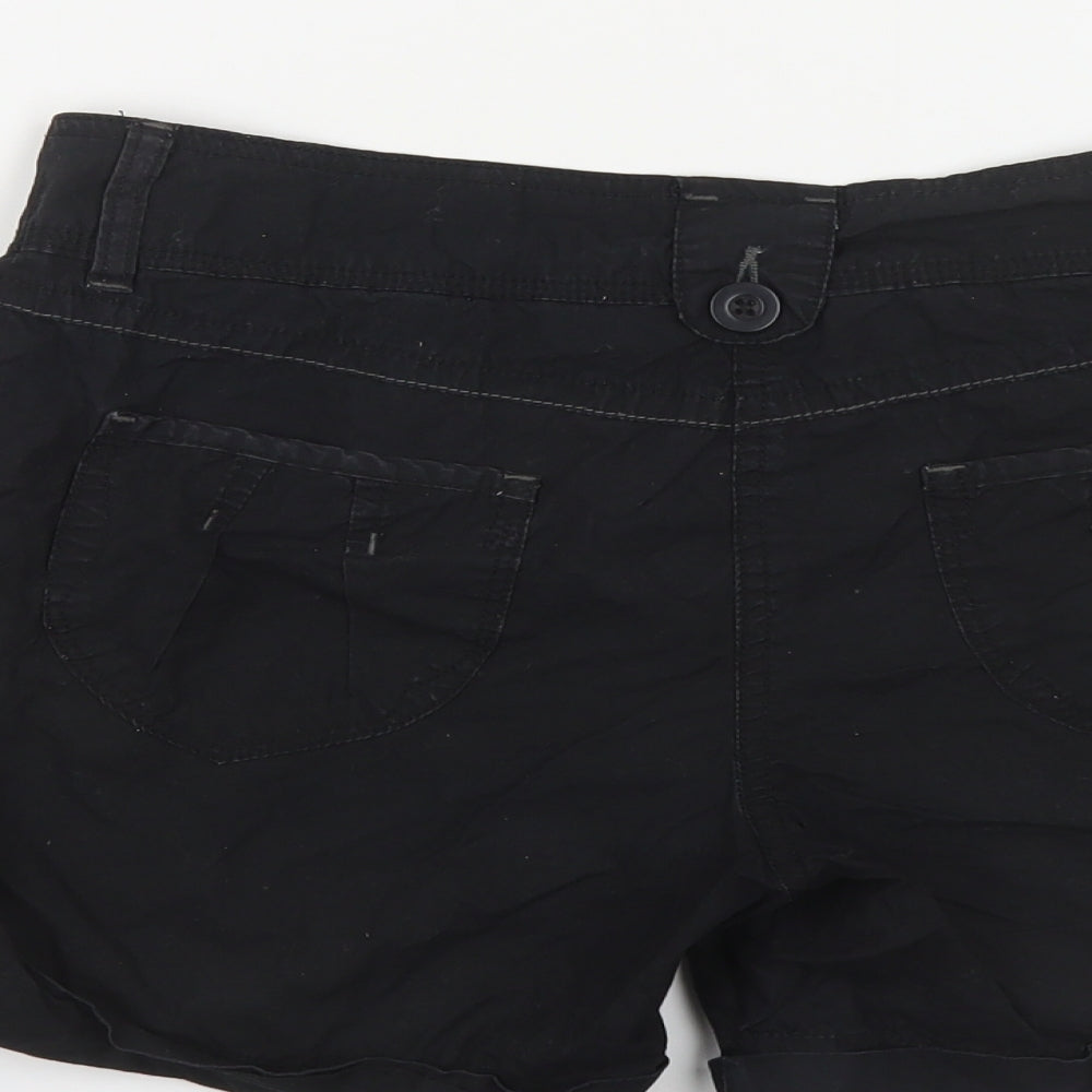 Dorothy Perkins Womens Black Cotton Bermuda Shorts Size 8 L4 in Regular Button