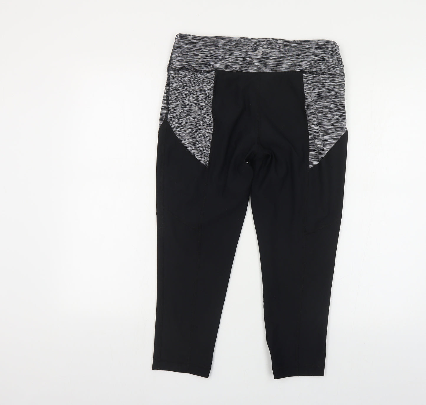 90 Degrees Womens Black Colourblock Polyester Cropped Leggings Size L L23 in Regular Pullover