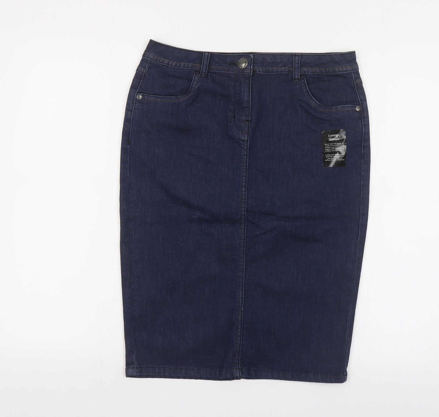 George Womens Blue Cotton Straight & Pencil Set Size 12 Button