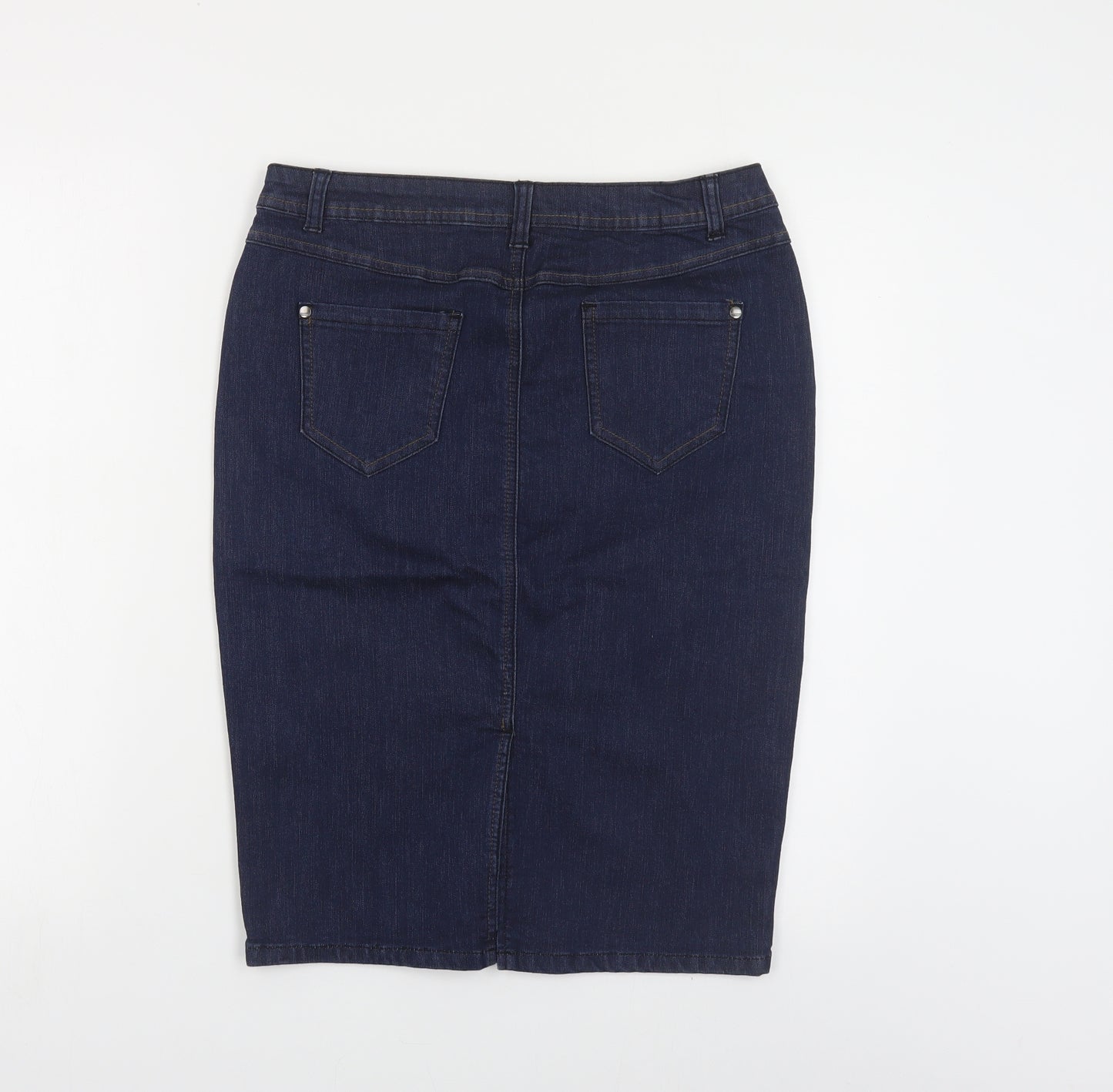 George Womens Blue Cotton Straight & Pencil Set Size 12 Button