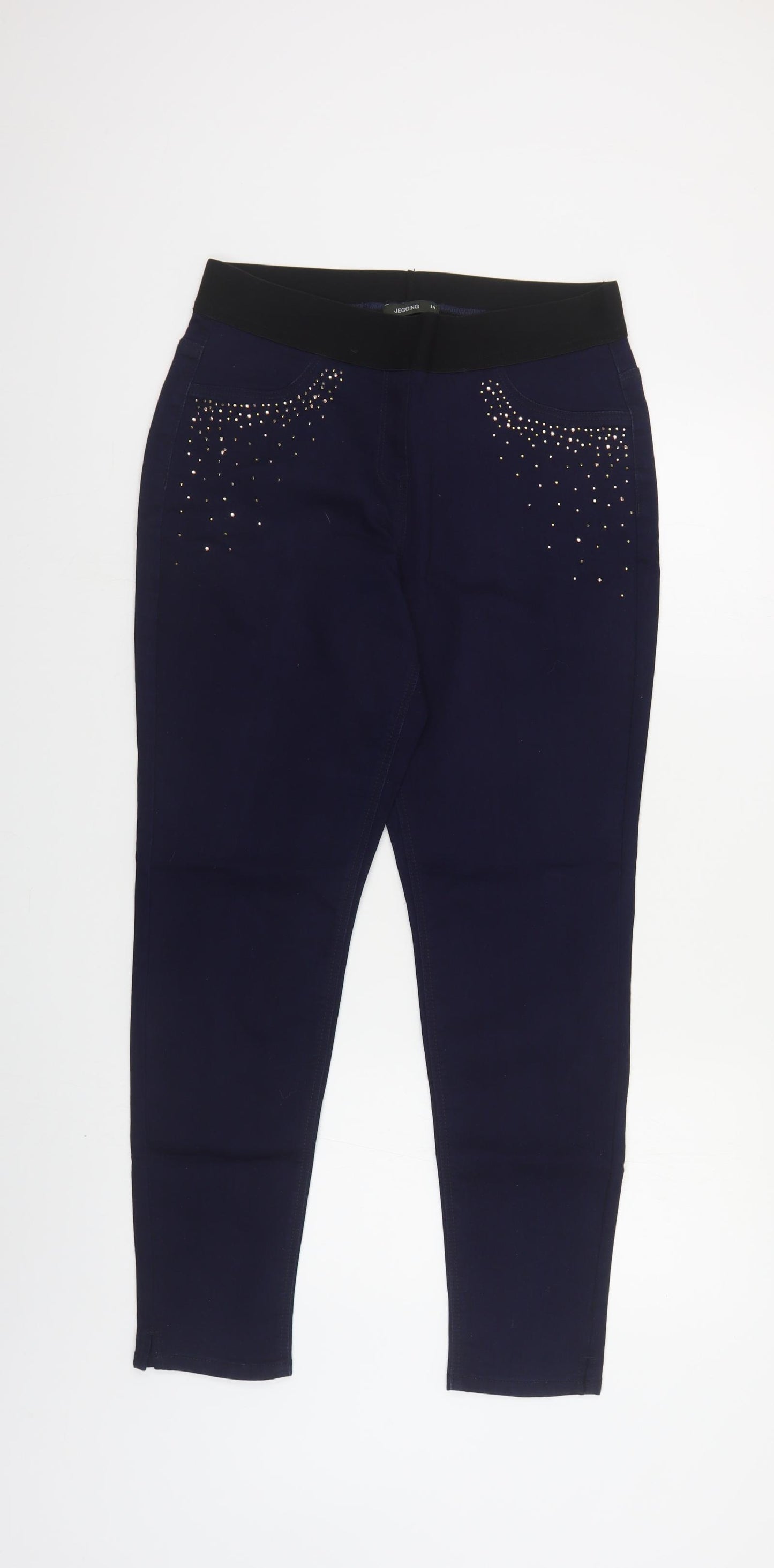 Bonmarché Womens Blue Cotton Jegging Jeans Size 14 L28 in Regular