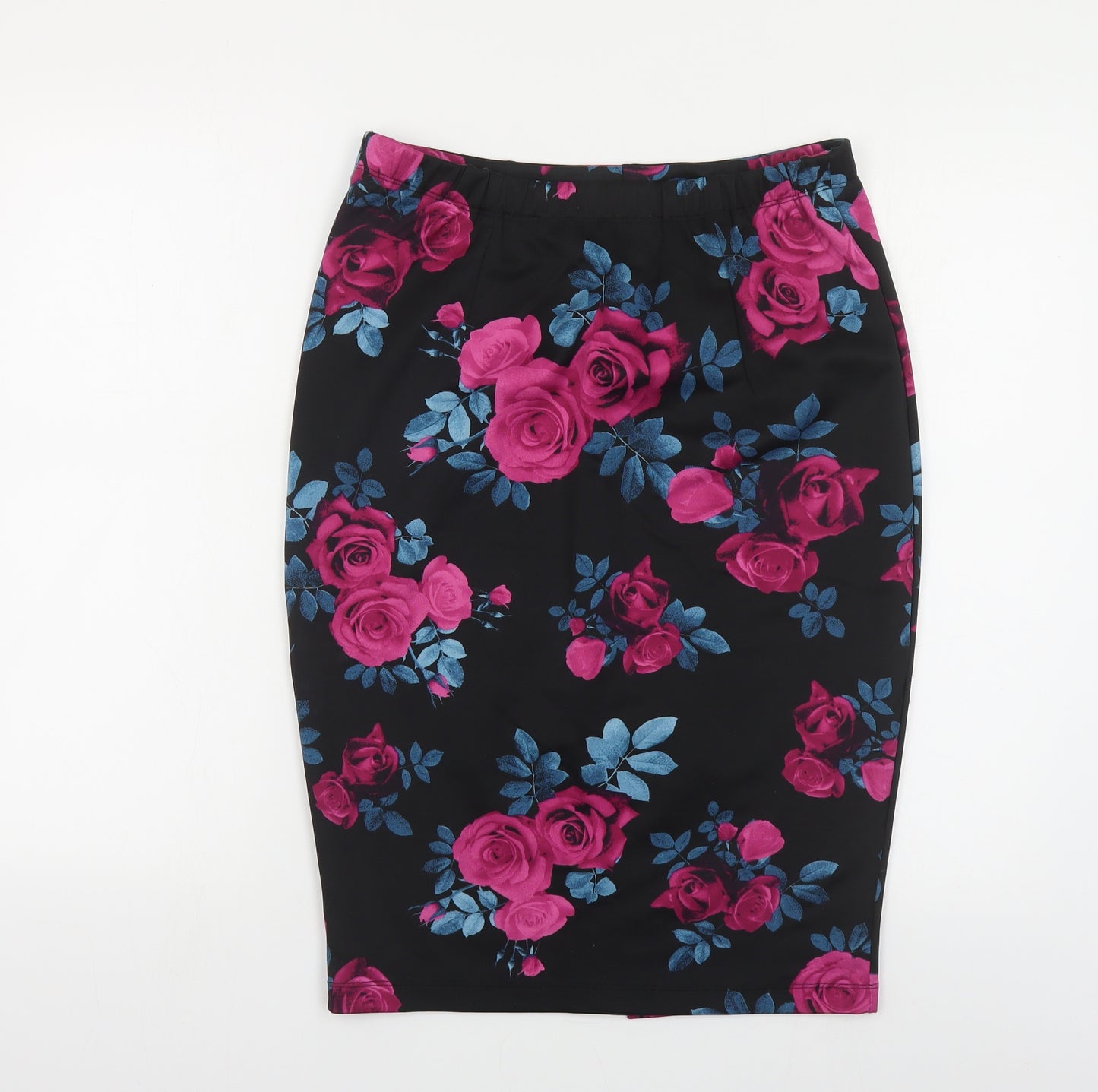 George Womens Black Floral Polyester Straight & Pencil Skirt Size 12