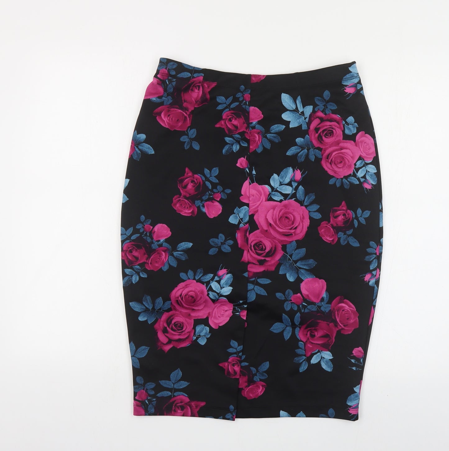 George Womens Black Floral Polyester Straight & Pencil Skirt Size 12