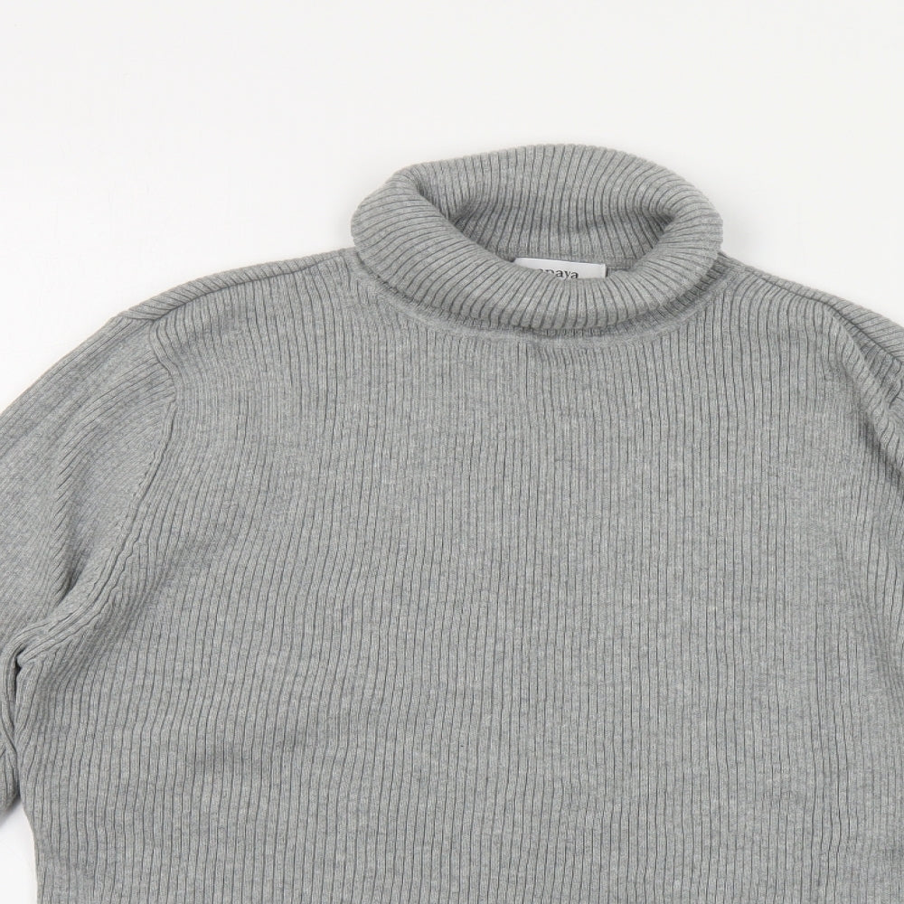 Papaya Womens Grey Roll Neck Cotton Pullover Jumper Size 20 - Ribbed