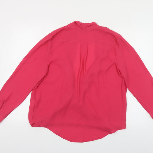 Intuition Womens Pink Polyester Basic Blouse Size 14 V-Neck