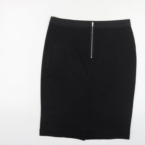 George Womens Black Polyester Straight & Pencil Skirt Size 14 Zip