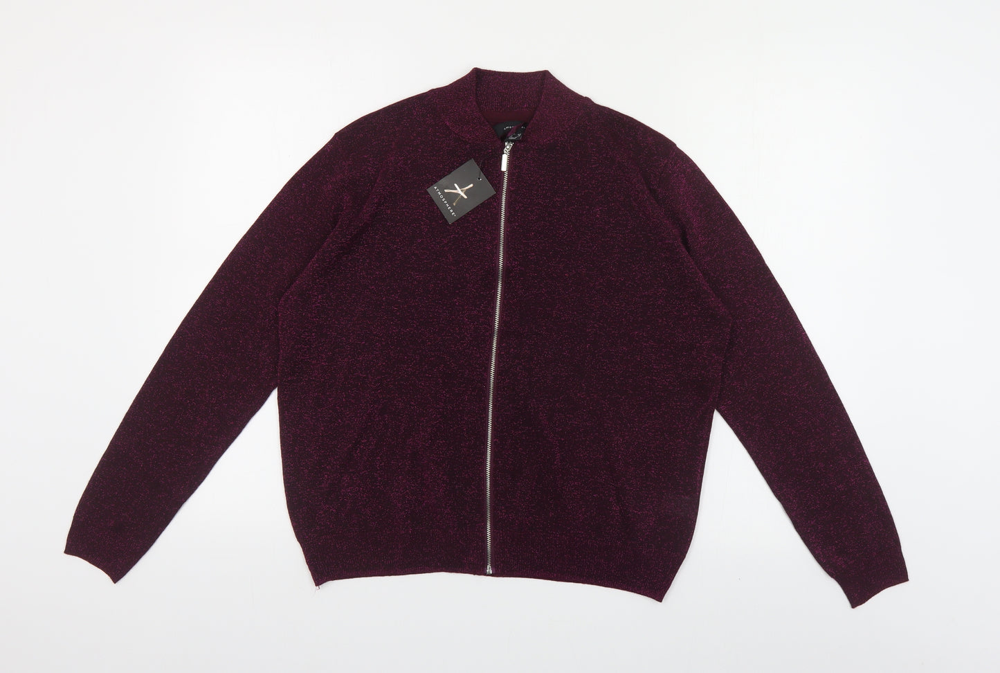 Atmosphere Womens Purple Crew Neck Viscose Full Zip Jumper Size 16