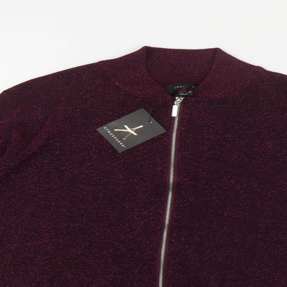 Atmosphere Womens Purple Crew Neck Viscose Full Zip Jumper Size 16