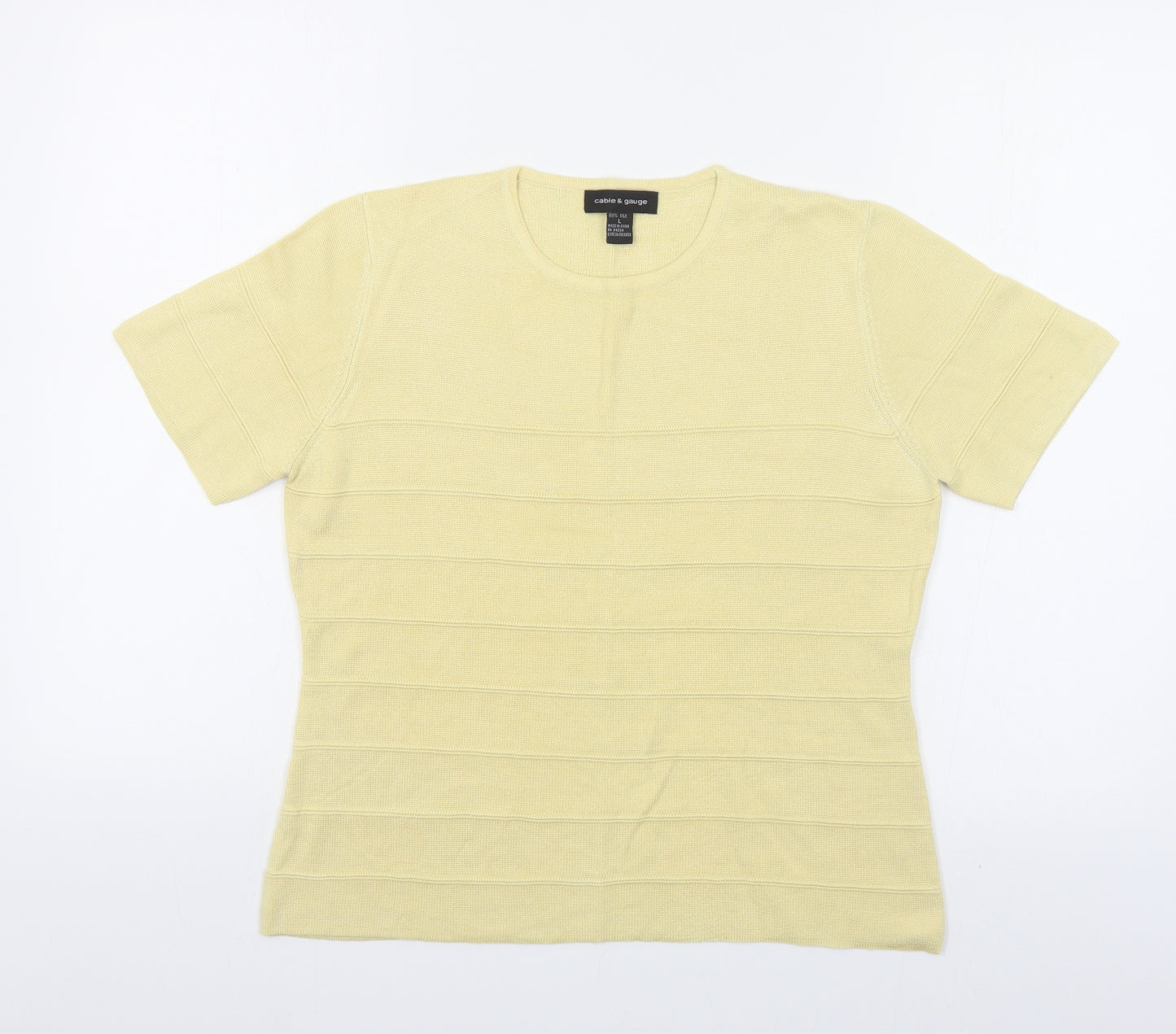 Cable & Gauge Womens Yellow Crew Neck Silk Pullover Jumper Size L