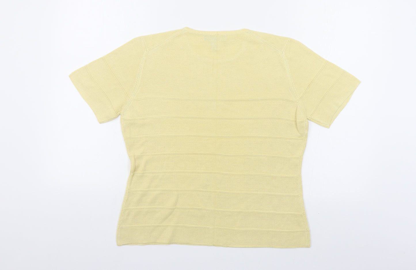 Cable & Gauge Womens Yellow Crew Neck Silk Pullover Jumper Size L