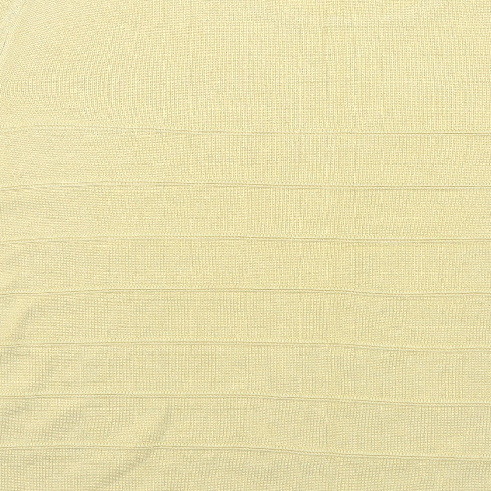Cable & Gauge Womens Yellow Crew Neck Silk Pullover Jumper Size L
