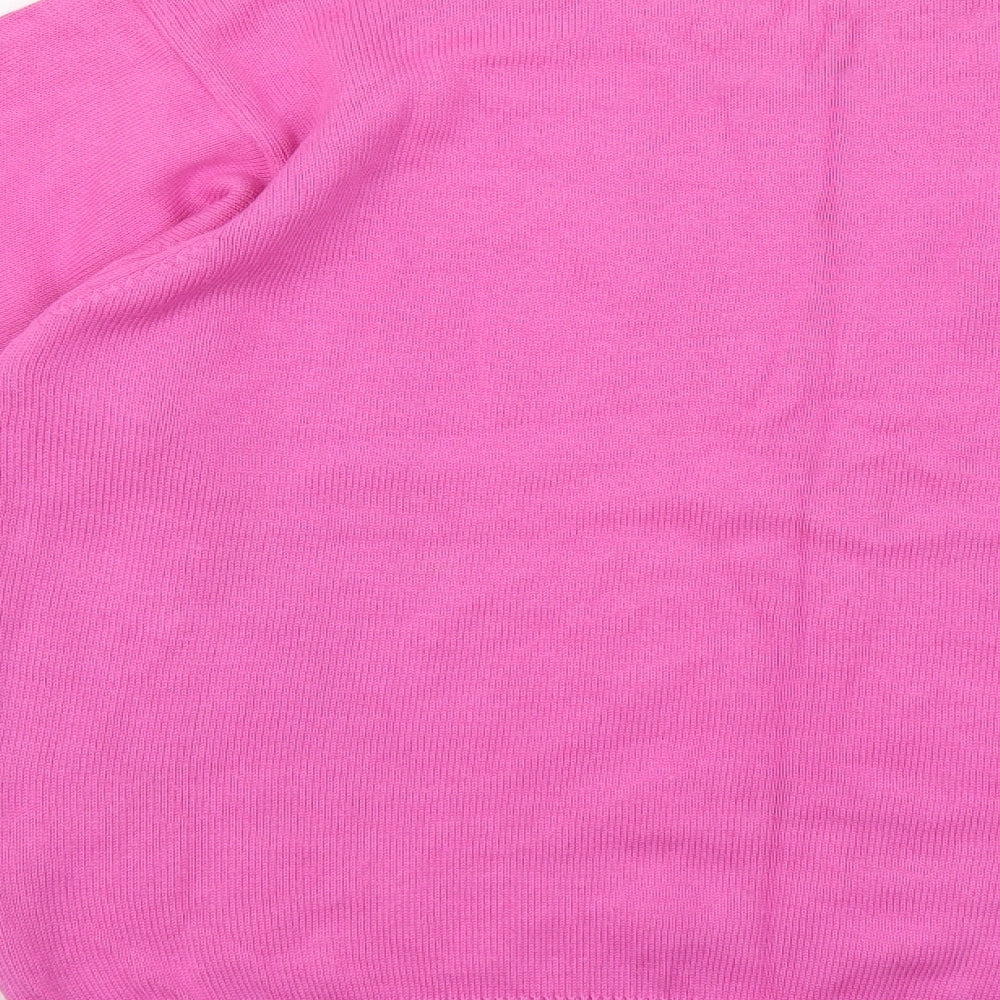 Marks and Spencer Womens Pink Crew Neck Argyle/Diamond Cotton Pullover Jumper Size 14