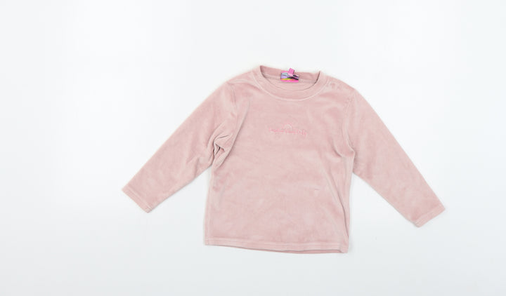 Hullabaloo Girls Pink Polyester Pullover Sweatshirt Size 4-5 Years Pullover - Positive Vibes