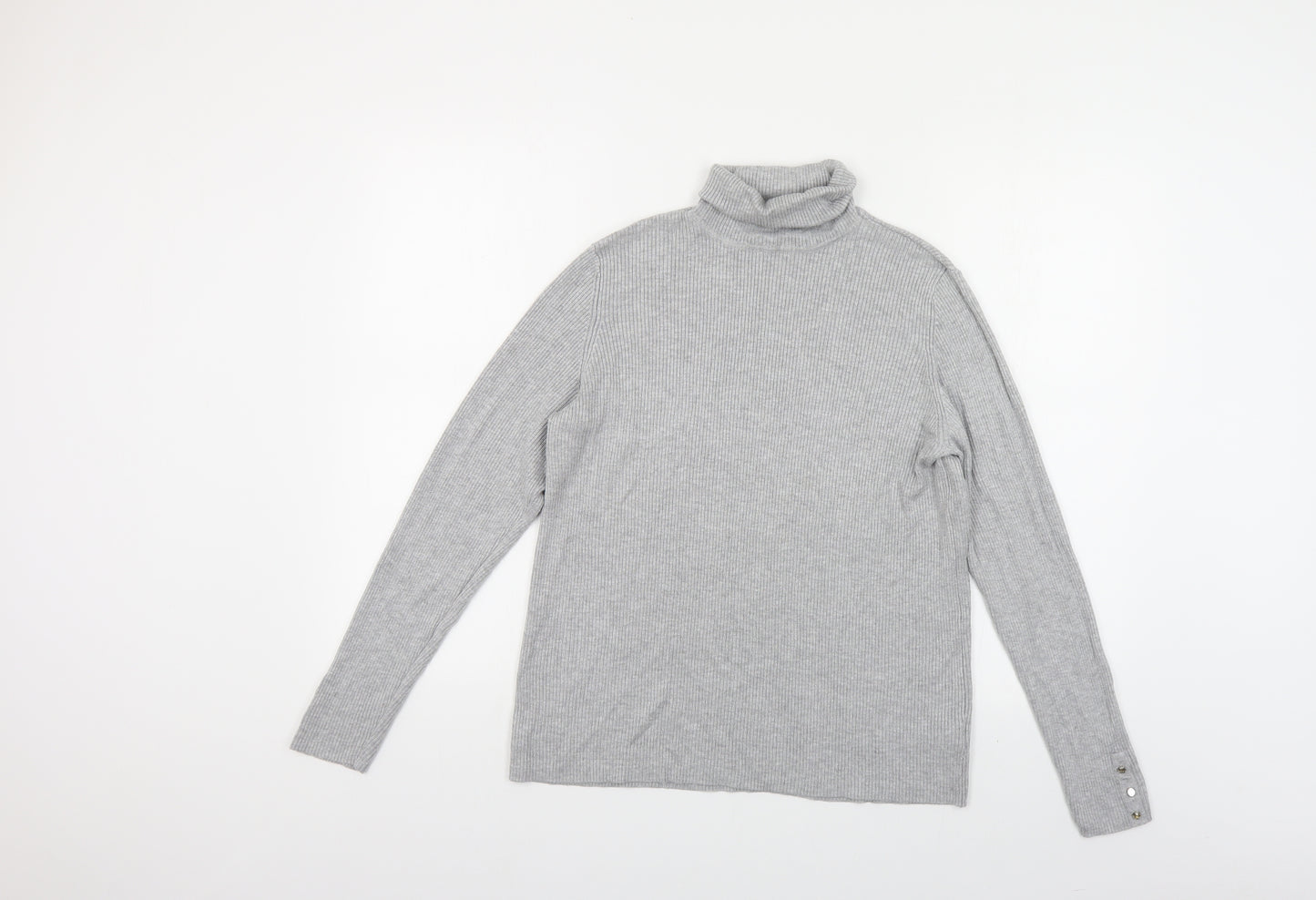 F&F Womens Grey Roll Neck Viscose Pullover Jumper Size 18 - Ribbed