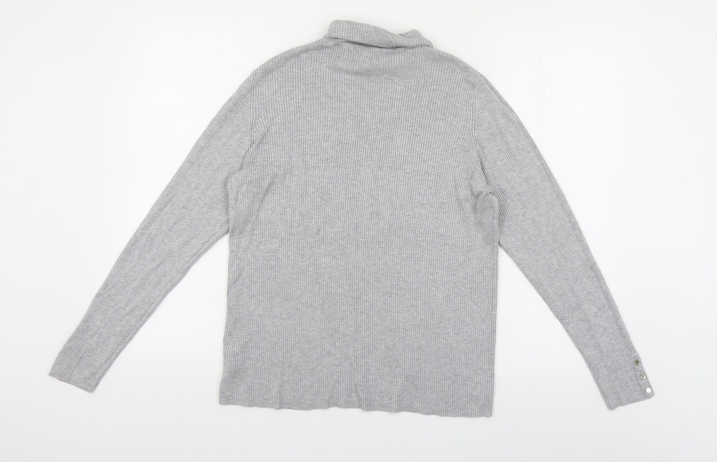 F&F Womens Grey Roll Neck Viscose Pullover Jumper Size 18 - Ribbed