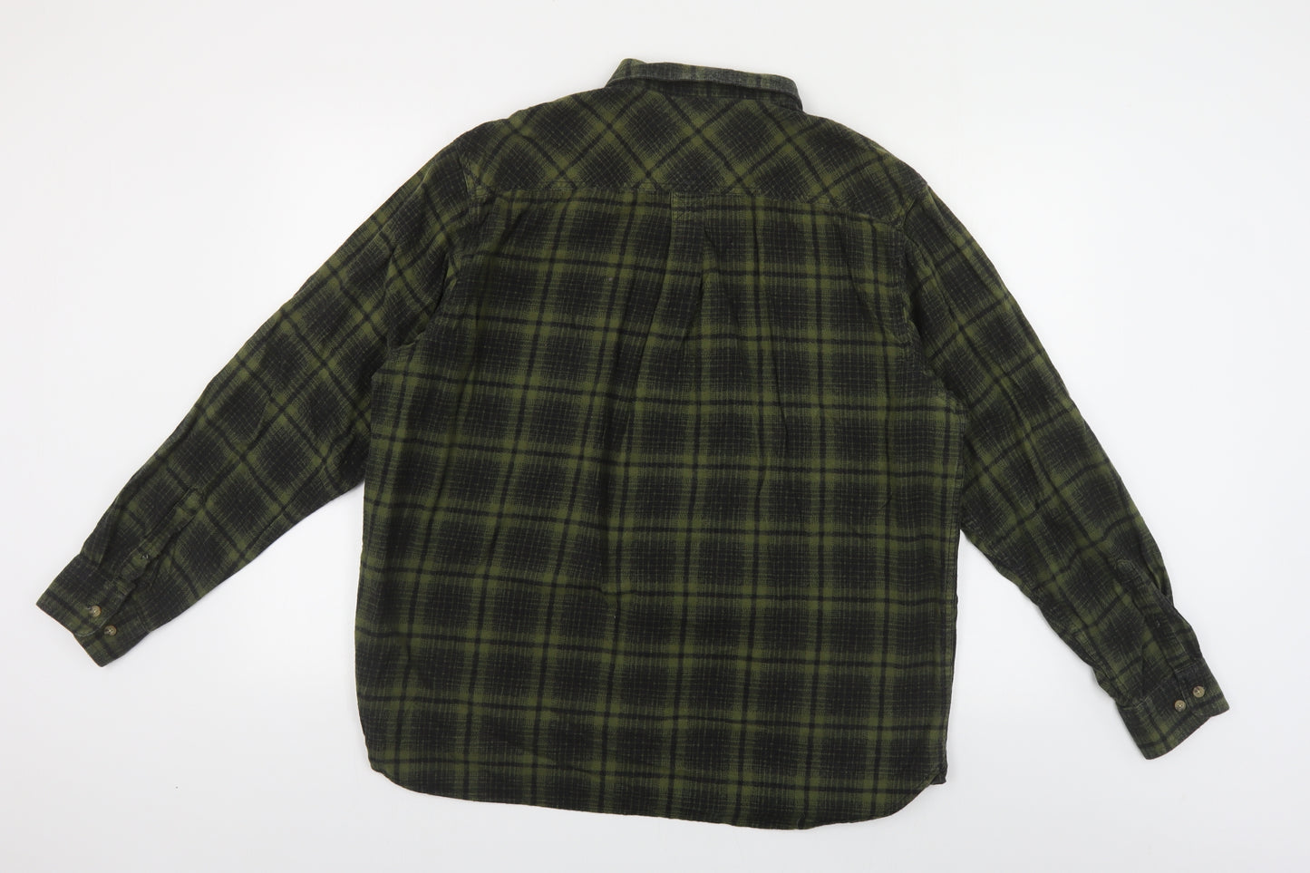 PG Field Mens Green Plaid Cotton Button-Up Size XL Collared Button
