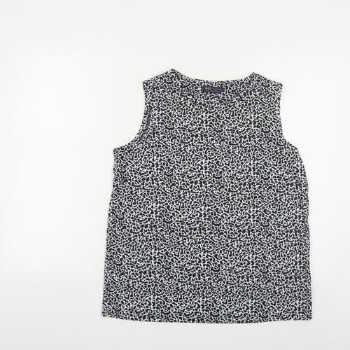 Marks and Spencer Womens Black Geometric Polyester Basic Tank Size 12 Round Neck