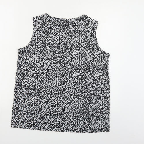 Marks and Spencer Womens Black Geometric Polyester Basic Tank Size 12 Round Neck