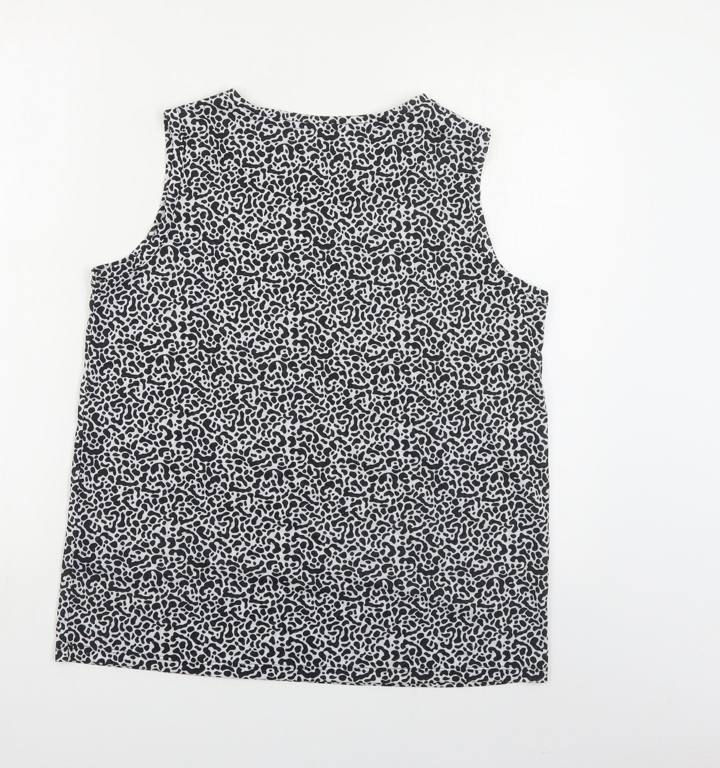 Marks and Spencer Womens Black Geometric Polyester Basic Tank Size 12 Round Neck