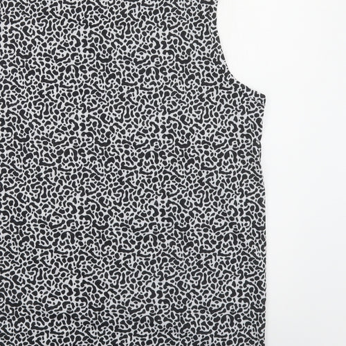 Marks and Spencer Womens Black Geometric Polyester Basic Tank Size 12 Round Neck