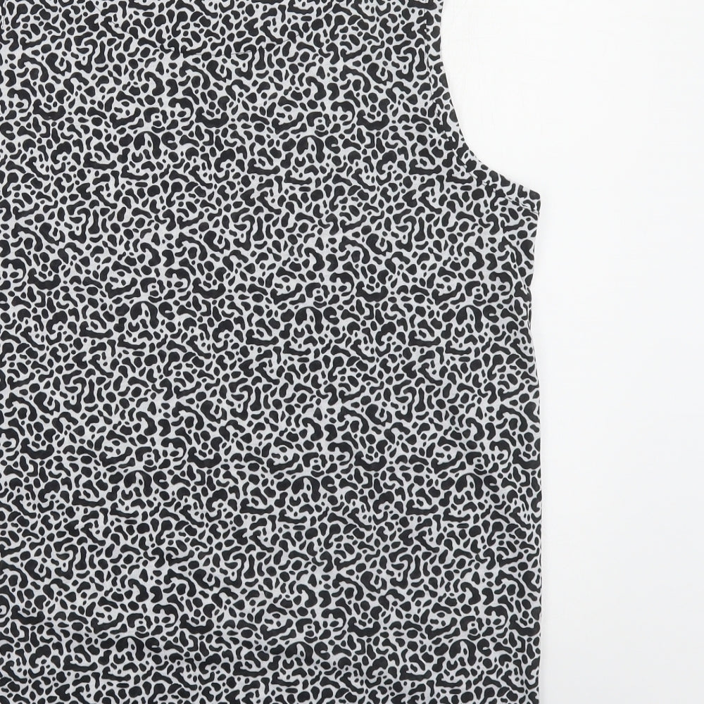Marks and Spencer Womens Black Geometric Polyester Basic Tank Size 12 Round Neck